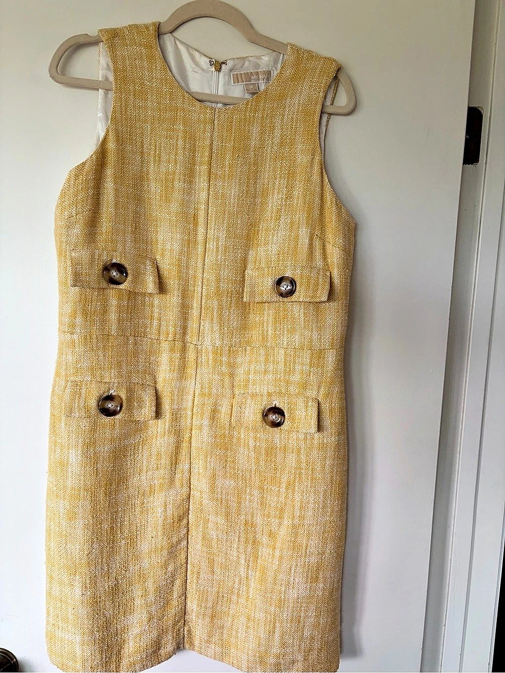 Michael Kors Yellow Saffron Tweed Knit Dress Dress